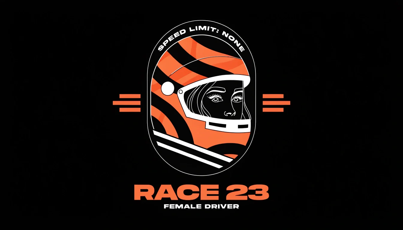 Female motorsports driver icon badge