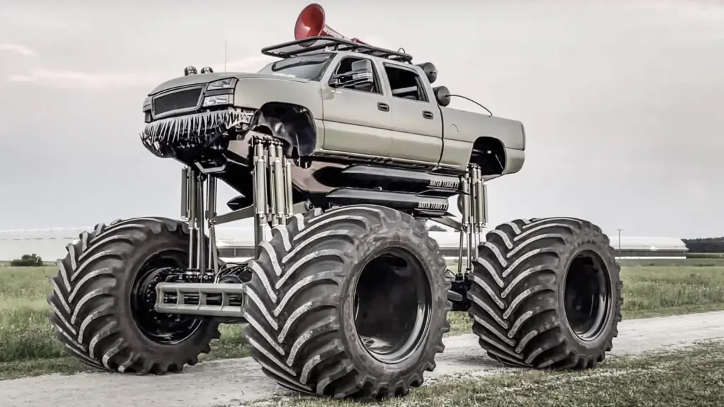 Twin Duramax diesel engines installed inside Monster Max 2 custom build.