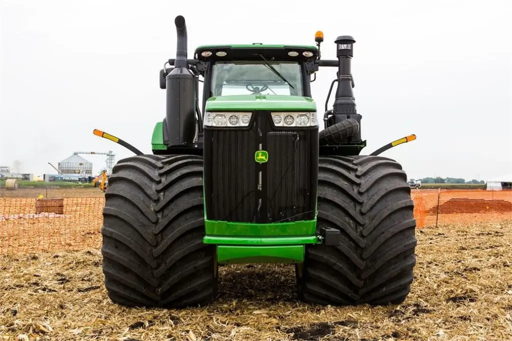 Huge Goodyear agricultural tires mounted on Monster Max 2 diesel truck.